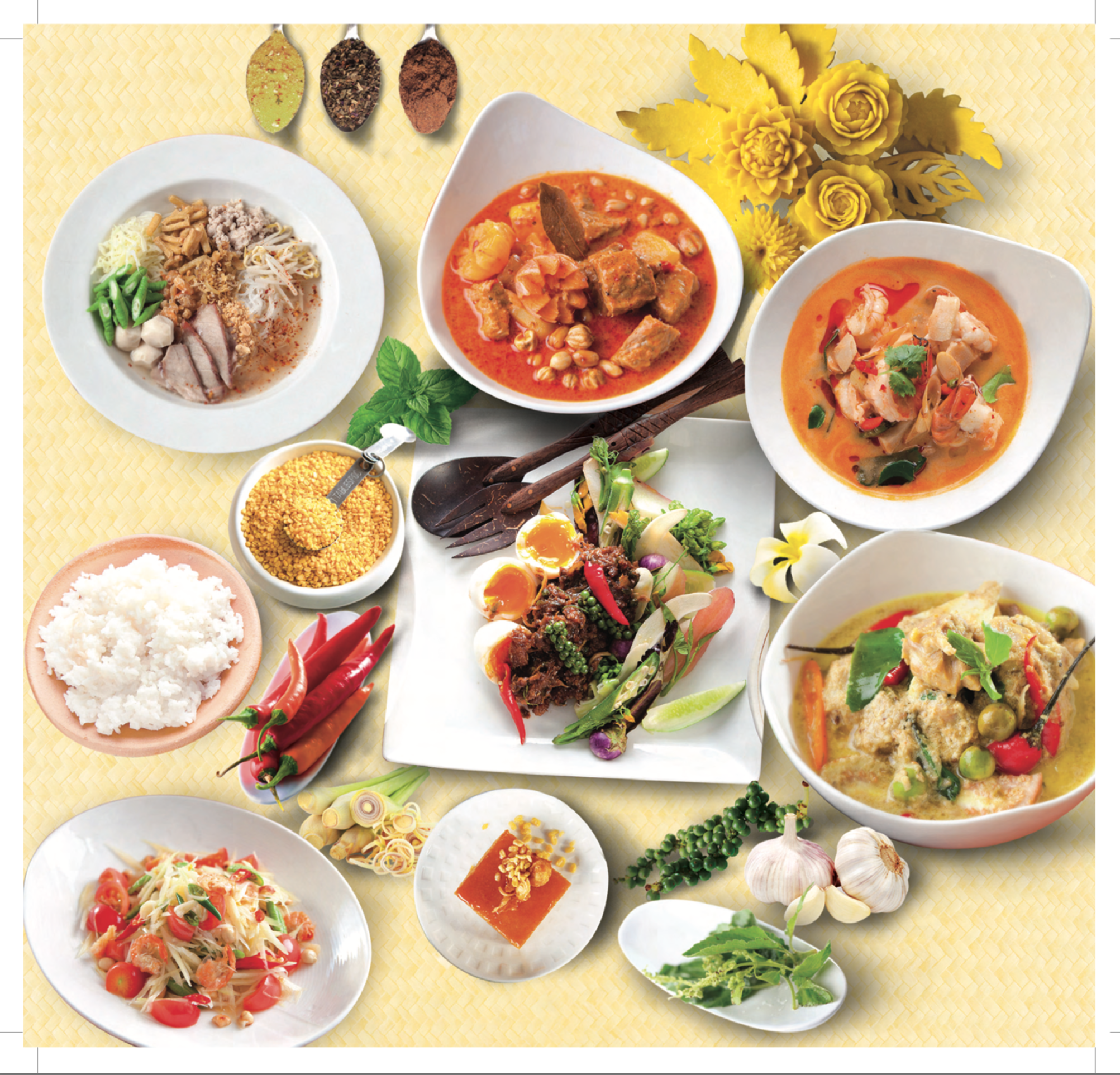 Thai food spread